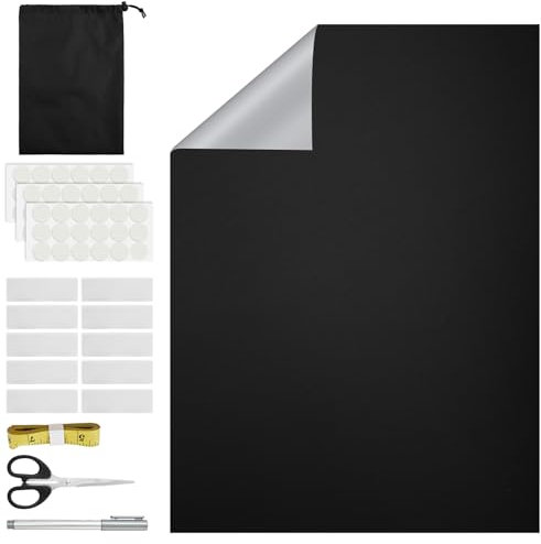 Sonnenschutz Fenster Verdunkelung 100% Lichtundurchlässig, 2m x 1,5m Verdunklungsstoff Verdunkelungsrollo ohne Bohren Dachfenster Sonnenschutz Verdunklung Abnehmbar für Urlaub Innen Dachschräge Fenste