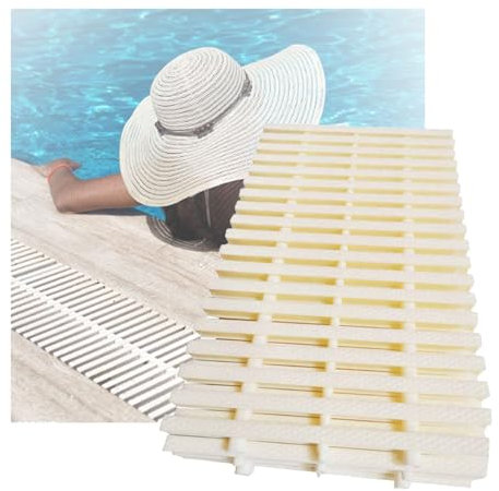 HBALDTEDC Rejilla de desbordamiento de desagüe de Piscina, Rejilla de Drenaje for Piscina, de plástico, Color Hueso, Varios tamaños(18x100CM/10pieces)