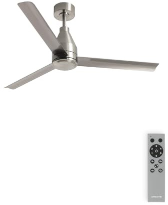 CREATE / WIND STEEL/Ventilador de techo plata / 40W, Silencioso, 6 velocidades, flujo de aire amplio, Ø132 cm, programable, función verano-invierno
