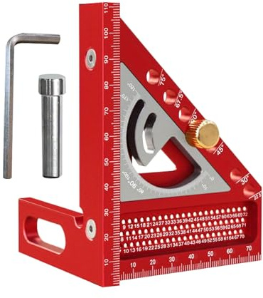 3D Carpenter Square, goniometro multiangolo 3D, righello triangolare combinato 2 in 1, in lega di alluminio, confezione da 14 x 8 x 2 cm, quadrato spesso per falegnameria, per la lavorazione del legno