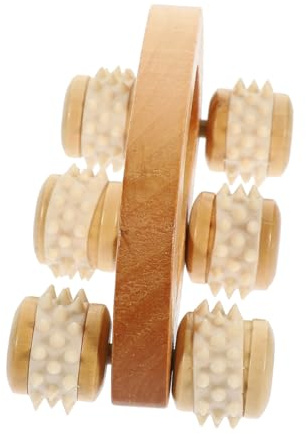 HAMPPLIES Holz Massagerolle Mit Noppen 13x6,5x6cm Muskelmassagegerät Für Beine Gesicht Hand Und Rückenmuskulatur Mobiles Massagegerät Zur Und Verspannungslösung