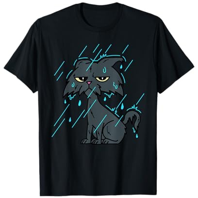 Wet Cat in Rain Funny Relatable Mood T-Shirt