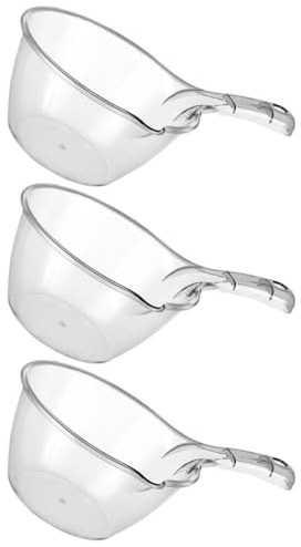 BESPORTBLE Set da 3 Mestoli in Plastica Grigia Manico, Cucchiaio Grande per Cucina, Bagno e Giardinaggio, Mestolo per Acqua Multiuso Impugnatura Ergonomica e Grande Capacità