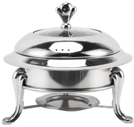 Generic Skavskål Buffévärmare Bärbar Cateringserver i Rostfritt Stål för Bröllopsbankett, Snabb Uppvärmning för Grytfester, Bufféspis för inomhus- och Utomhusevenemang (22 cm)