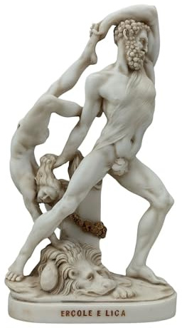 Statua della mitologia greca di Ercole che lancia lichas - Scultura in marmo fuso con finitura patina grigia, replica del museo Canova, dipinta a mano in Grecia, statuetta d'arte romana classica, 25,4