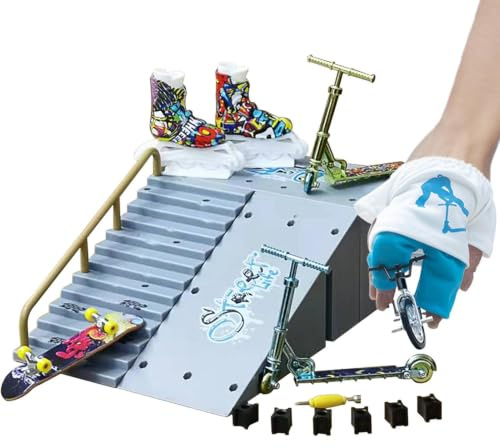 Finger Skateboard Set - Alloy PP 6,3 Inches, Finger Skateboard Ramp Set Med Miniskotrar Skridskor Caster Boards, Pedagogisk Handkoordination Leksak För Barn Tonåringar