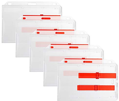 ymai 5er Set (5 Stück) Ausweishülle für 2 Karten aus Hart-Plastik in transparent für 2 Ausweise/Kreditkarten EC Karte/Bankkarten/Gesundheitskarten mit zwei Schiebern aus Polycarbonat