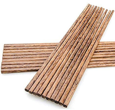 10-Pairs Wooden Chopsticks, Dishwasher Safe Chopstick,ReusableNatural Healthy, Chinese Classic Style for Kitchen, Dining Room, Gourmet, Noodles (9.8 Inch)