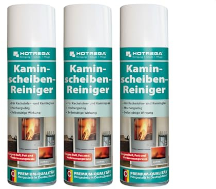 HOTREGA Kaminscheibenreiniger 3x 300ml | Selbsttägiger Kaminglasreiniger | Löst Ruß, Rauchharz & Fett selbsttätig und rückstandsfrei
