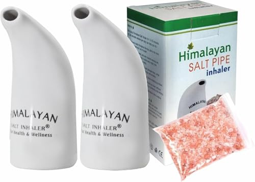 Good Health - Tubo inhalador de Sal del Himalaya Original Relleno de Sal del Himalaya 100% Pura, higiénica con 200 g sin Sal (Paquete de 2)