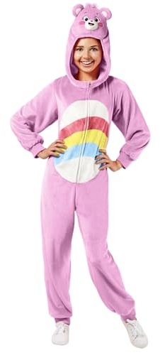 Rubie's 702763M000 Care Cheer Bear Comfy-Wear-Kostüm-Overall mit Kapuze, Erwachsenengröße, Herren, Damen, wie abgebildet, 14–16