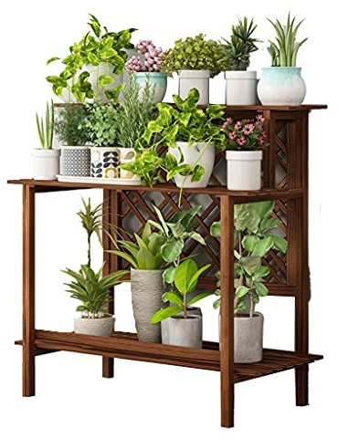 Pflanzenregale Stufenblumenständer Gartenholzgrünpflanzenständer Balkon-Mehrschichtpflanzenständer Innendekorationsständer (Color : Brown, Size : 96x45x97cm)