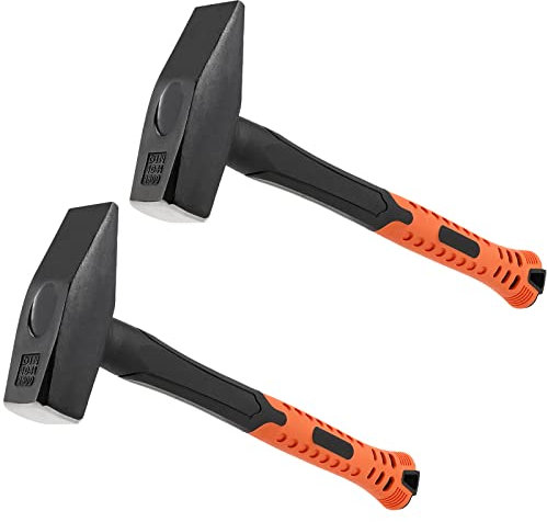 JEUIHAU 2 PCS 3.3 Lb Cross Peen Hammer, Blacksmith Hammer with Shock Absorbing Fiberglass Handle, Cross Pein Hammer for Machinists, Engineers, Carpenters