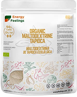 Energy Feelings Maltodextrina en Polvo de Tapioca Ecológica 500g, Energizante Deportivo para el Cansancio, Maltodextrina para cocinar, Obtenida desde Almidón de Tapioca