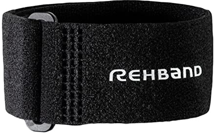 Rehband Tennisarm Bandage zur Schmerzlinderung, Golferarm und Tennisarm Manschette, Unisex, Einheitsgröße, Farbe Schwarz, 1 Stück