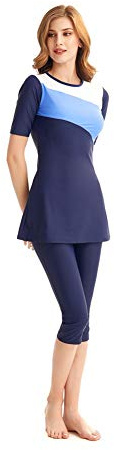 Modest Baddräkt Dam Rash Guard Kortärmad Badkläder Modesty Simdräkt Surfdräkt Burkini (5XL, T10)