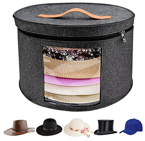 VanlonPro Große Hut-Aufbewahrungsbox für Damen und Herren, 40,6 cm D x 25,4 cm H, Hutschachtel-Organizer, faltbare, runde Reise-Hutboxen mit staubdichtem Deckel, Stofftier-Aufbewahrungskorb