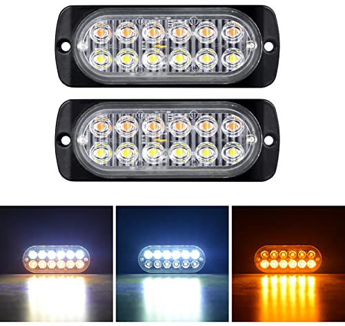 RIGIDON 2 Pièces 4.3 pouces 12 led barre lumineuse stroboscopique, 12v 24v clignotant gyrophare police feux de remorque, pour voiture camion off road ATV 4x4 vehicule, feu antibrouillard blanc orange