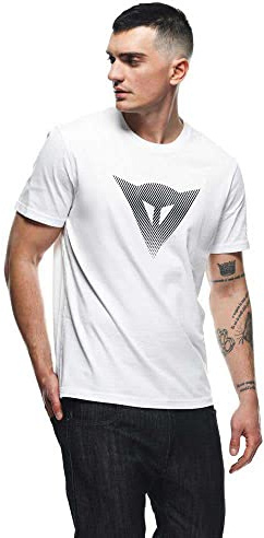 Dainese T-Shirt Logo, Casual Motorbike T-Shirt, Men, White/Black, XL