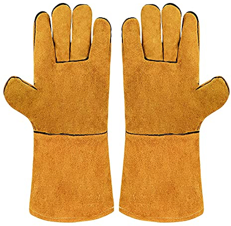 VonLux Welding Gloves Heat Resistant Gloves TIG MIG ARC Welder Gauntlets, Standard Split Cowhide Leather Gloves Suitable for Welding, Wood Burners, Stove, Oven, BBQ, Gardening etc