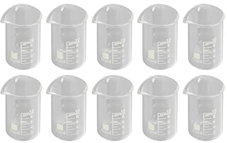 10 Stück 10 Ml Borosilikatglas-Becherglas, Messbecher aus Glas, Labor-Zylinderbecher für Lehrexperimente