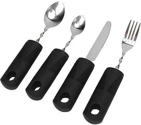 Juego de Cubiertos Adaptables con Peso Cuchara Tenedor y Cuchillo Ergonómicos Estabilizadores de Temblores para Personas con Parkinson Artritis o Movilidad Reducida en Comidas