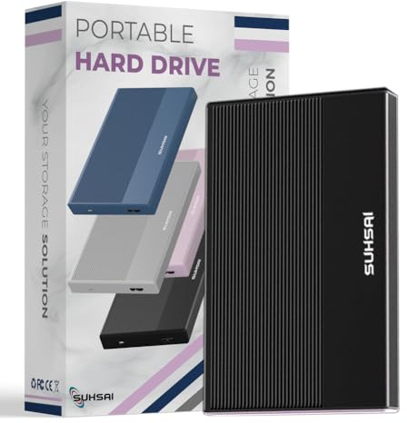 SUHSAI Disco Rigido Esterno da 500 GB HDD Backup Dati - Espansione di Memoria da 2,5 USB 3.0 Disco Rigido Portatile Compatibile con Mac, Desktop, PC, PS4, PS5 (Nero)