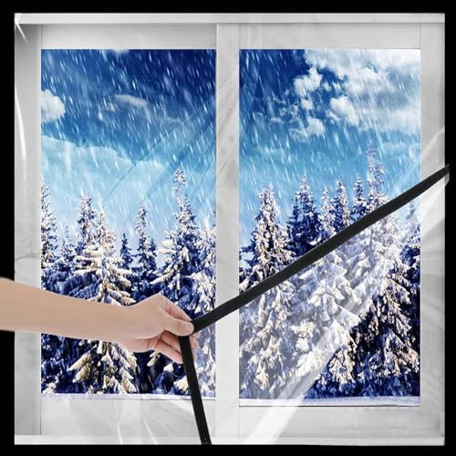 Transparent Thermo Vorhang,Isolier Schutz Panel Vorhang,Multifunktions Dichtung Plane für Fenster,Kälteschutz,Halten Sie Ihr Zimmer Warm,Mit Klettverschluss,Ohne Bohren,Anpassbar (160x220cm)