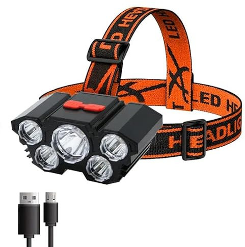 ZHAIDD 5 Led Rechargeable Zoomable Flashlight, Waterproof, Black, 1000 Lumen, Portable, LED, 18650 Battery, Camping, Hiking, Cycling Light
