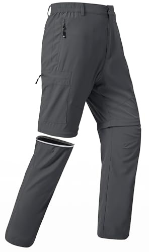 JINSHI Homme Pantalon Convertible Léger à Séchage Rapide Zip-Off Pantalons Cargo Shorts de Randonnée Montagne avec 5 Poches Zippées