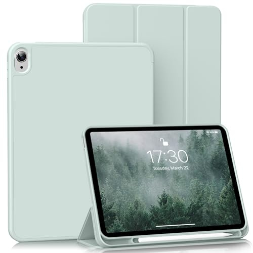 BQDIYOO Hülle für iPad (A16) 11. Generation 11 Zoll 2025 / iPad 10. Generation 10,9 Zoll 2022, Weiche Silikon Schutzhülle mit Stifthalter, Auto Schlafen/Wachen, Hellgrün