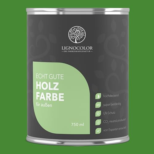 Lignocolor Holzfarbe Außen glänzend | wetterfeste Farbe für den Außenbereich (Grün glänzend, 2,5L) | hochdeckend & hochbeständig