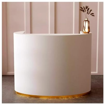 HLZLPYFC Empfangstheke Halbrunder Empfangstresen mit Theke, moderner Bürotresen, für Einzelhandelskasse, Lobby, Laden, Salon(Color:Gold,Size:23.6x19.6x39.3in)
