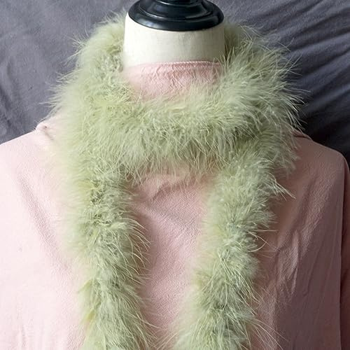 Federboa Länge ca. 2m, Einfarbig Feder Boa Federstola Federschal Kostüm-Accessoire, Federstreifen Hochzeit Dekorationen für 20er Jahre, Karneval, Halloween, Mottoparty Tee Party,Helles Armeegrün