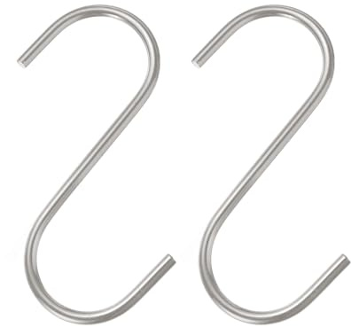 sourcing map 2pcs Long S Hooks 4 Inch Extra Long Metal S-Shaped Hanging Hooks High Manganese Steel S Hanger Storage Organizing Tool for Kitchen Garden Bathroom Garage Closet, Silver