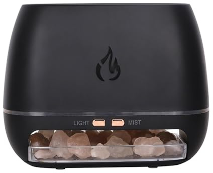 Vriusi Salt Rock Scent Diffuser - Aromatherapy Cool Mist Humidifier, Ultrasonic Salt Lamp With 7 Color Changing Flames