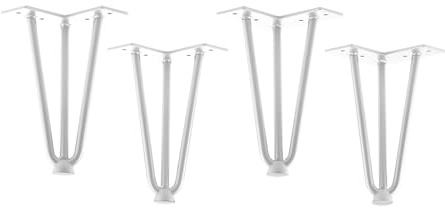 SOTECH 4 Stück Haarnadelbeine weiß 200 mm 3 Streben Hairpin Legs | Möbelbeine für Sofas und Schränke Möbelfuß