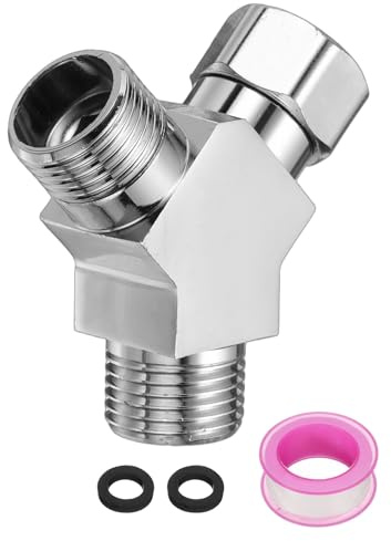sourcing map G1/2 Shower Diverter Valve 3 Way, Stainless Steel Bidet Y Adapter Connector Hose Fitting Tee with PTFE Tape and Gasket for Bidet Angle Valve Hose Toilet Faucet, （66mm,Silver