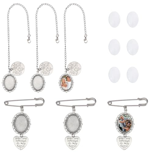 GLOBLELAND 6 Stück 2 Stile Foto Charm Anstecknadel Mit Abschlusskappe Foto Charms Für Die Gedenkzeremonie College Geschenk DIY Fotokette Mit Glas Zum Tragen Auf Der Kappe Zur Erinnerung Abschluss