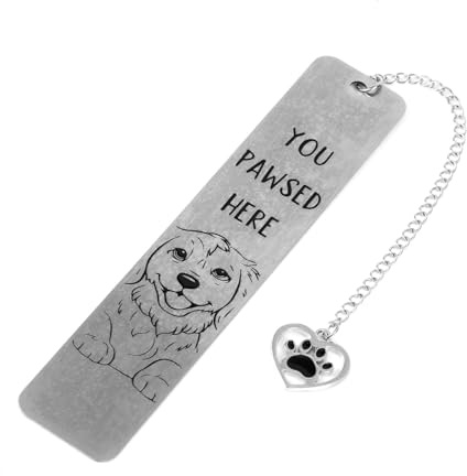 Hundbokmärke, Presenter till Söta Hundmamma Roliga Metallbokmärken för Hundar You Pawsed Here Doggy Lovers-Gåva med Hundtema för Ägare Män Kvinnor Bokälskare Läsande (Golden Retriever)