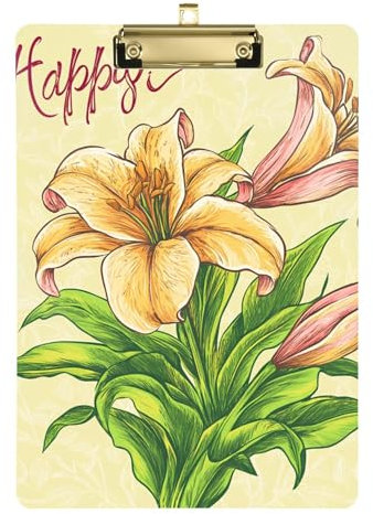 Osterlilie Happy Easter Klemmbrett A4 Größe 31,8 x 22,9 cm Kunststoff-Klemmbrett mit niedrigem Profil-Clip für LKW-Fahrer Elementary