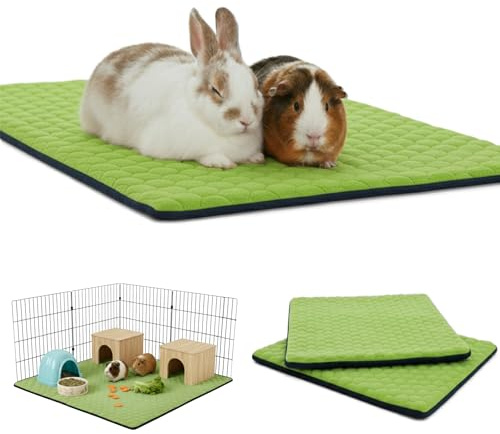 NEO SOLVO Set med 2 fleecemattor för marsvin och kanin - grön - 2 x 1–35 cm x 70 cm
