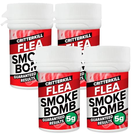 CritterKill 5g Professional Flea Killer Smoke Bomb Fogger Four Pack - Targets Fleas in Carpets, Pet Bedding and More - Treats 160m3