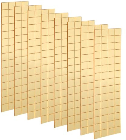 QUARKZMAN 8 Hojas 960 Piezas Baldosas de Espejo de Mosaico Autoadhesivas 10x10mm Pegatinas de Espejo Pequeñas Cuadradas para Bola de Discoteca Baldosas de Vidrio Mini, Dorado