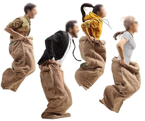Potato Sack Race Bags, Sports Day Kit, Adults Sack Racing Game Sacks, 3 Legged Relay Race Outdoor Lawn Games, Large Burlap Bags Burlap Hessian Jute Sacks, for Kids and Family Activity