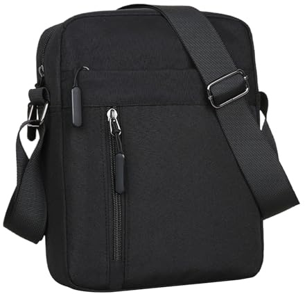 VINPAM Borsa a Tracolla Crossbody da Uomo di Grande Capacità - Borsa Messenger in Nylon Impermeabile con Tracolla Regolabile, Spaziosa Borsa a Tracolla per il Petto per Viaggi e Uso Quotidiano, Nero