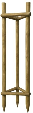 Timbermik Kit Complet Tuteur Arbre 220 cm ø 6 cm Tuteur Bois avec 3 Piquets 3 Sangles Noires 6 Demi Palissades Support Arbre Fixation Plantes Jardin