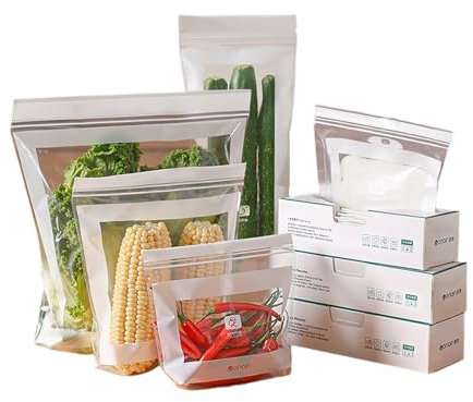 Sacs De Rangement Congélation | Lot de 85 Sacs de Conservation Alimentaire | Résistants au Micro-Ondes pour Fruits Viandes Repas Collation Préparation Marinade
