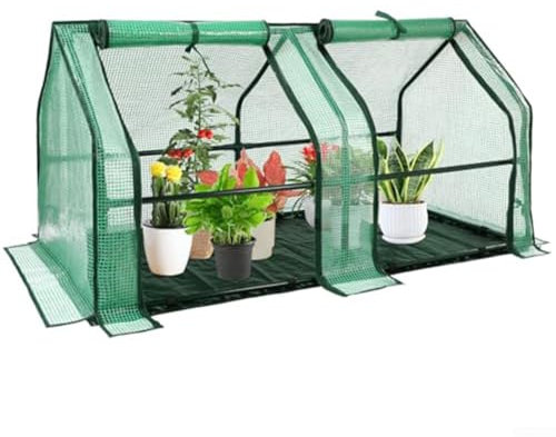 Mini-Gewächshaus für drinnen und draußen, tragbares Gewächshaus mit wasserdichtem Pad für kleine Pflanzen, Kindergartenkeimung, ohne Rahmen