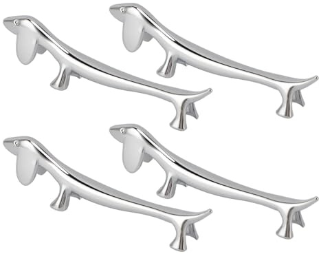 Nikou 4 Dog-Shaped Chopstick Rests, Alloy Silver Chopstick Rest Cutlery Rack Knife and Fork Holder, Table Decoration Dinning Tool Kitchen Gadgets for Home Restaurant Kitchen Tableware Rack